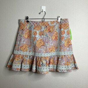 Sam Edelman Orange and Blue Bubble Mini Skirt